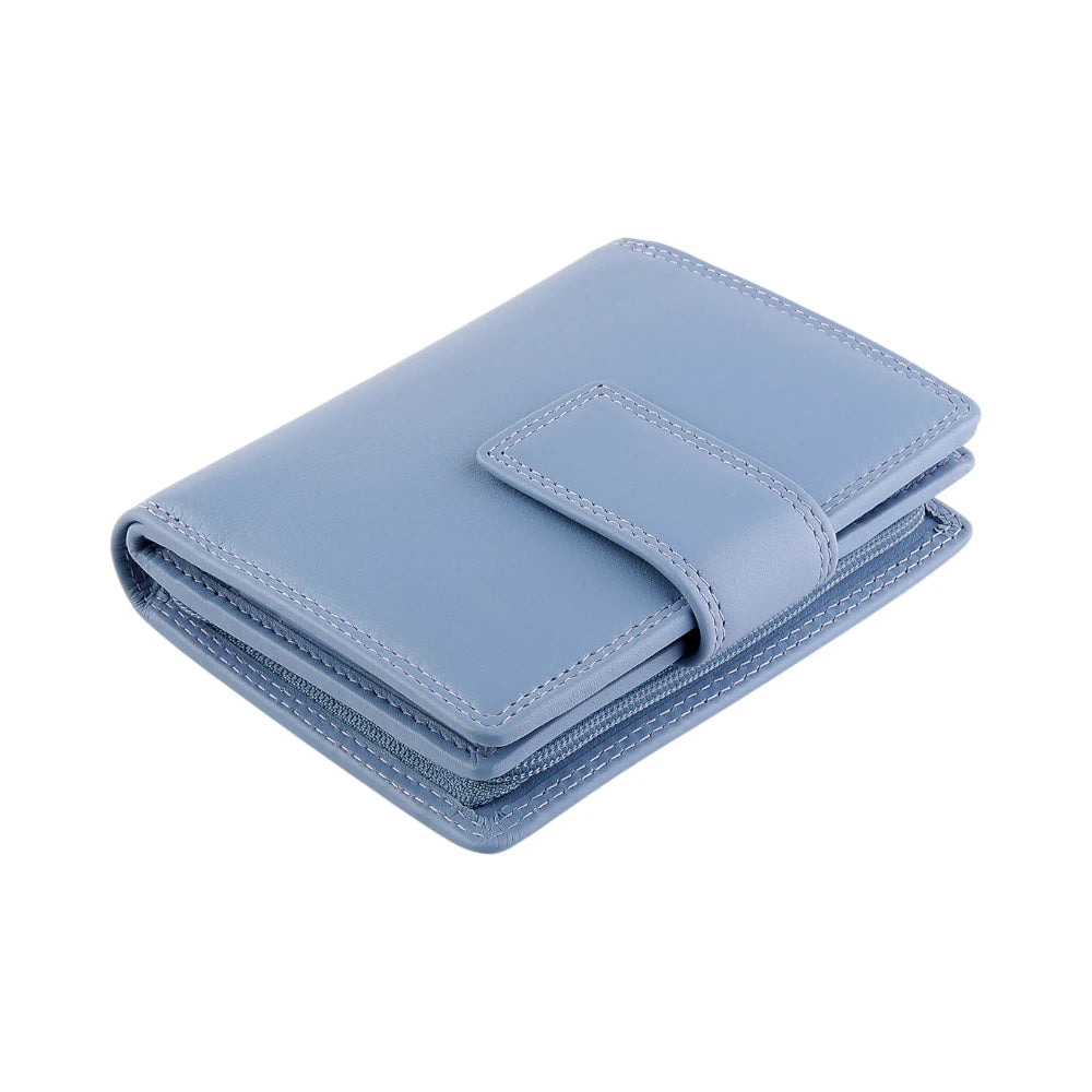 Top view of Blue wallet on a white background
