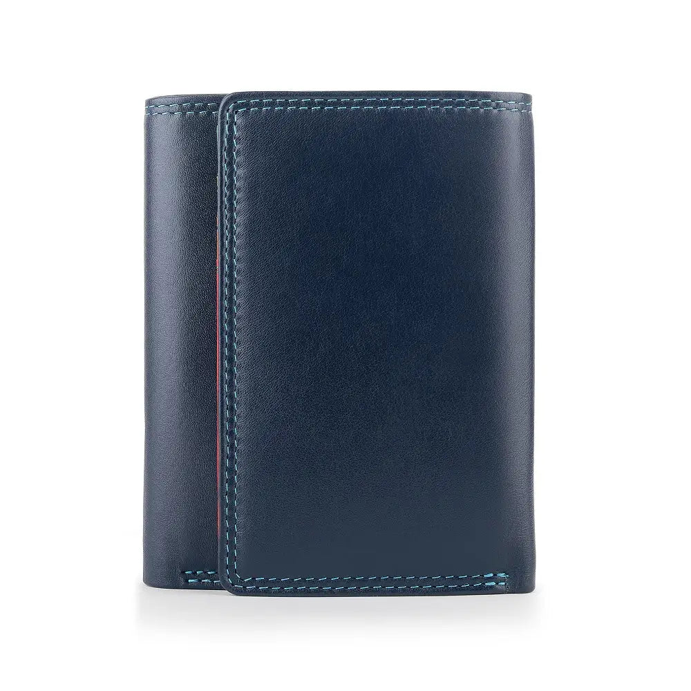 Blue leather wallet on a white background