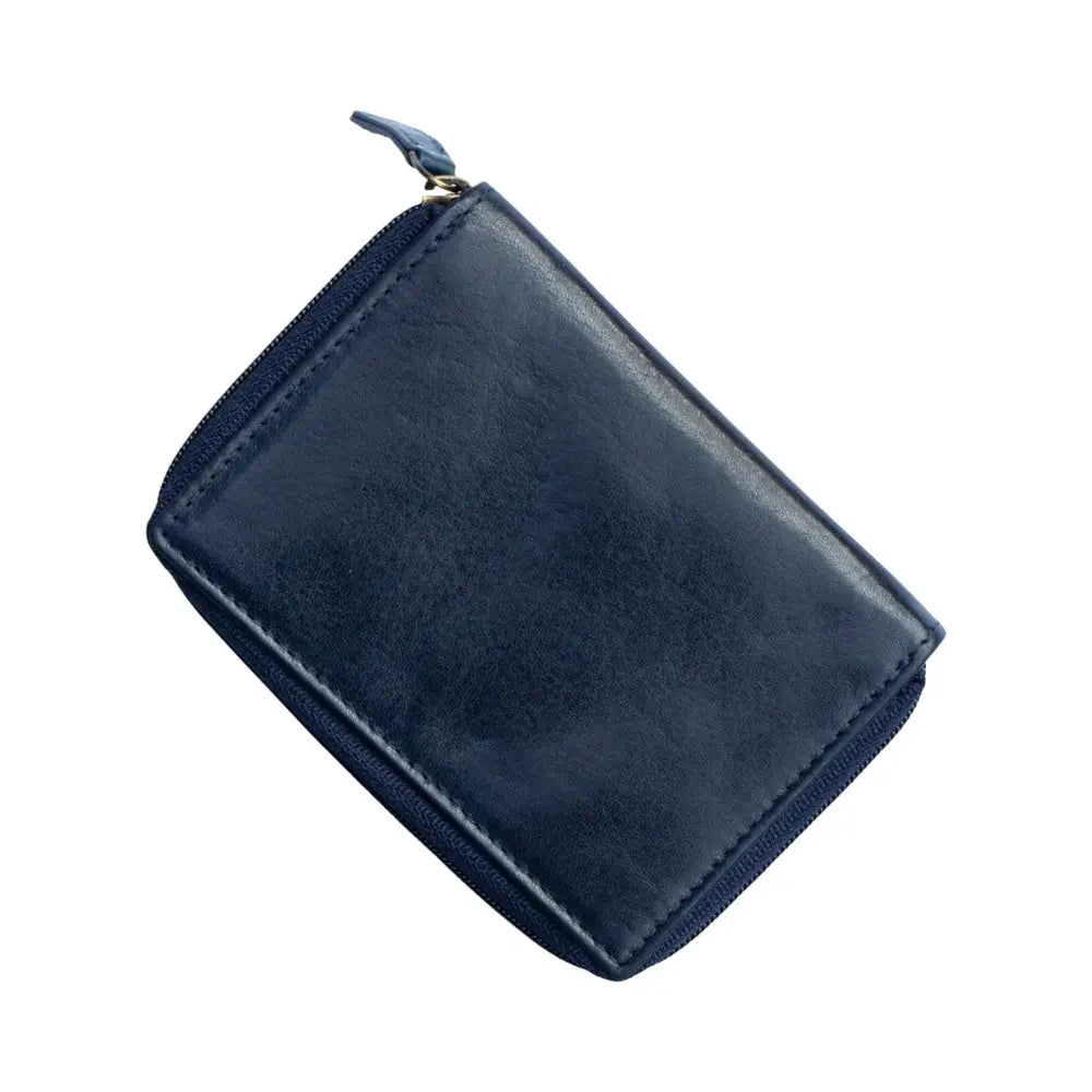 Navy zippered pouch on a white background
