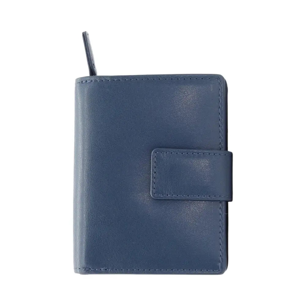 Front view of Navy Leather Purse on a white background
