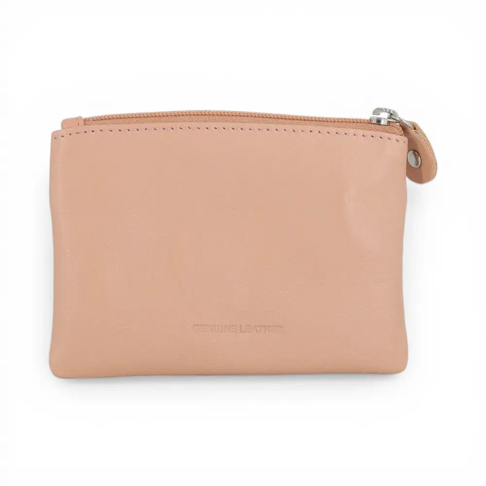 Nude wallet with a zipper on a white background
