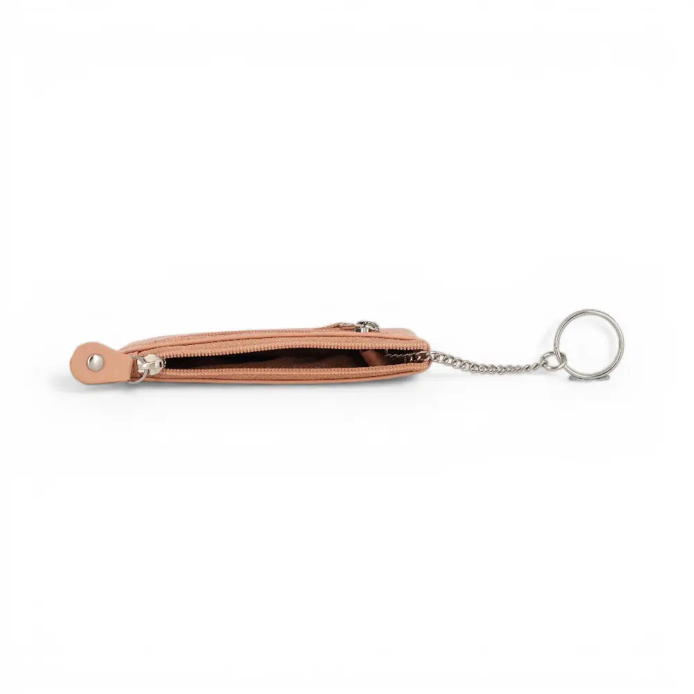 Nude keychain wallet with chain on a white background