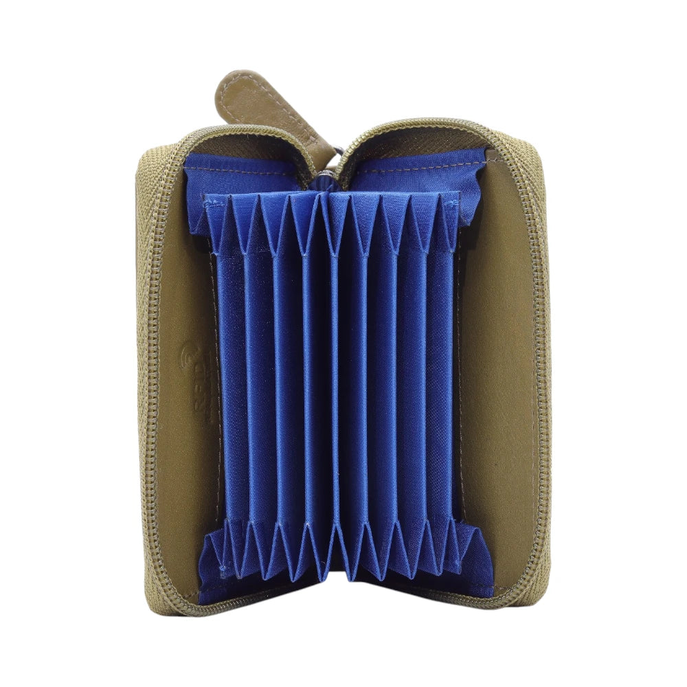 Olive Leather purse on a white  background