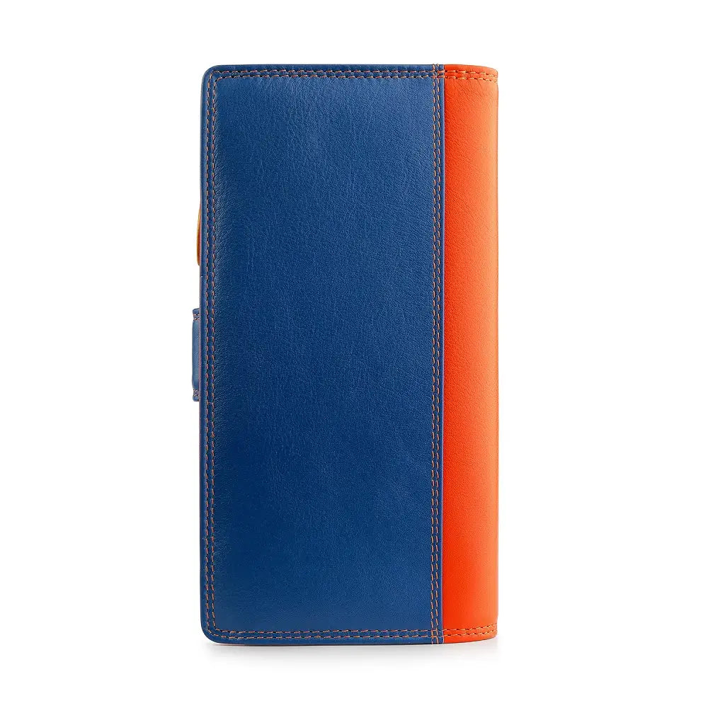 Back view of  orange wallet on a white background