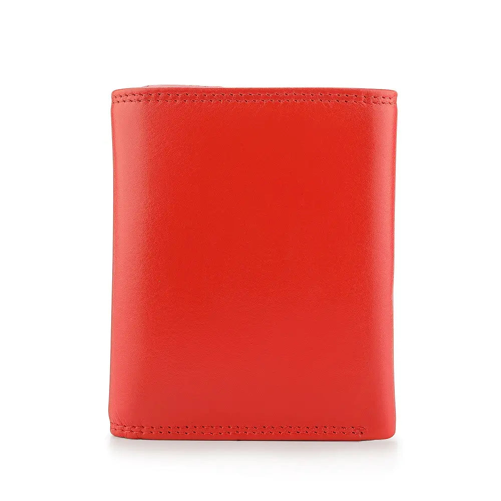 Back view of Orange  leather wallet on a white background