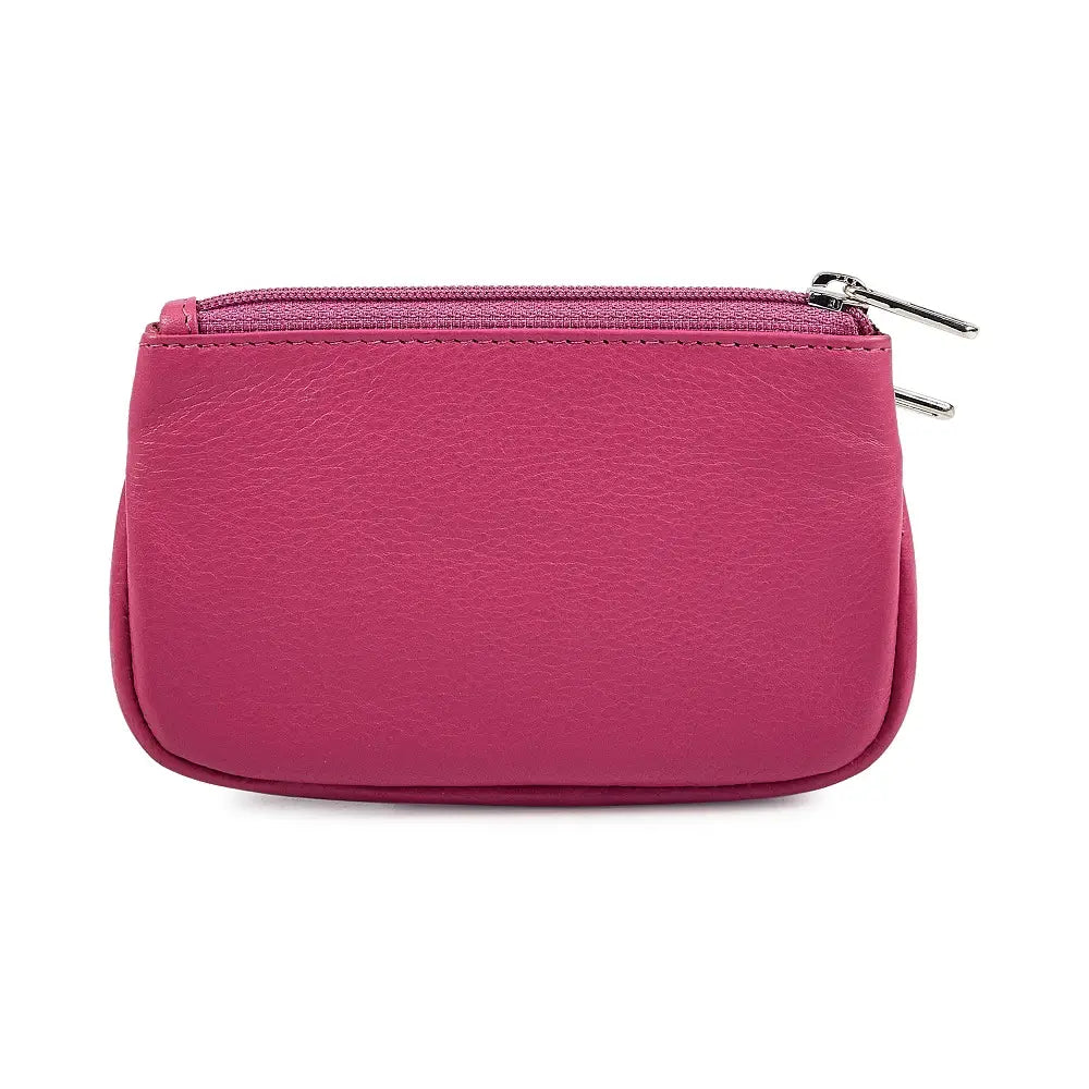 Small pink leather purse with zip pockets