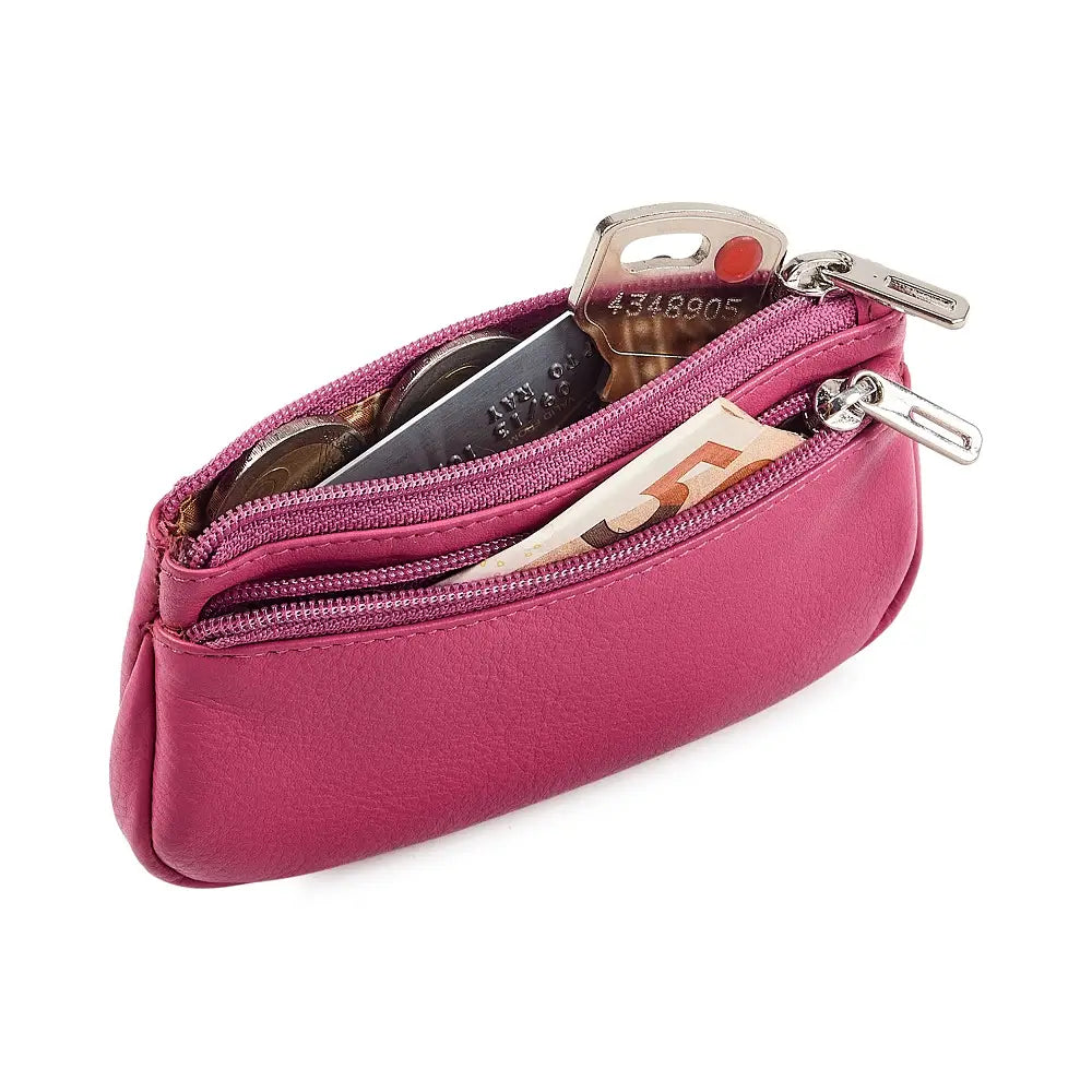 Real leather coin purse in pink