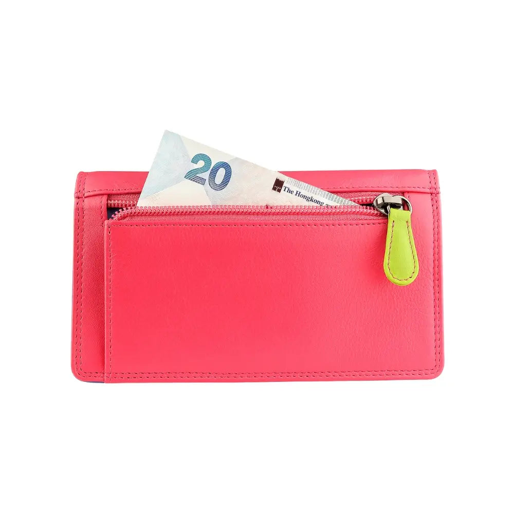 Back view of Pink wallet with  on a white background