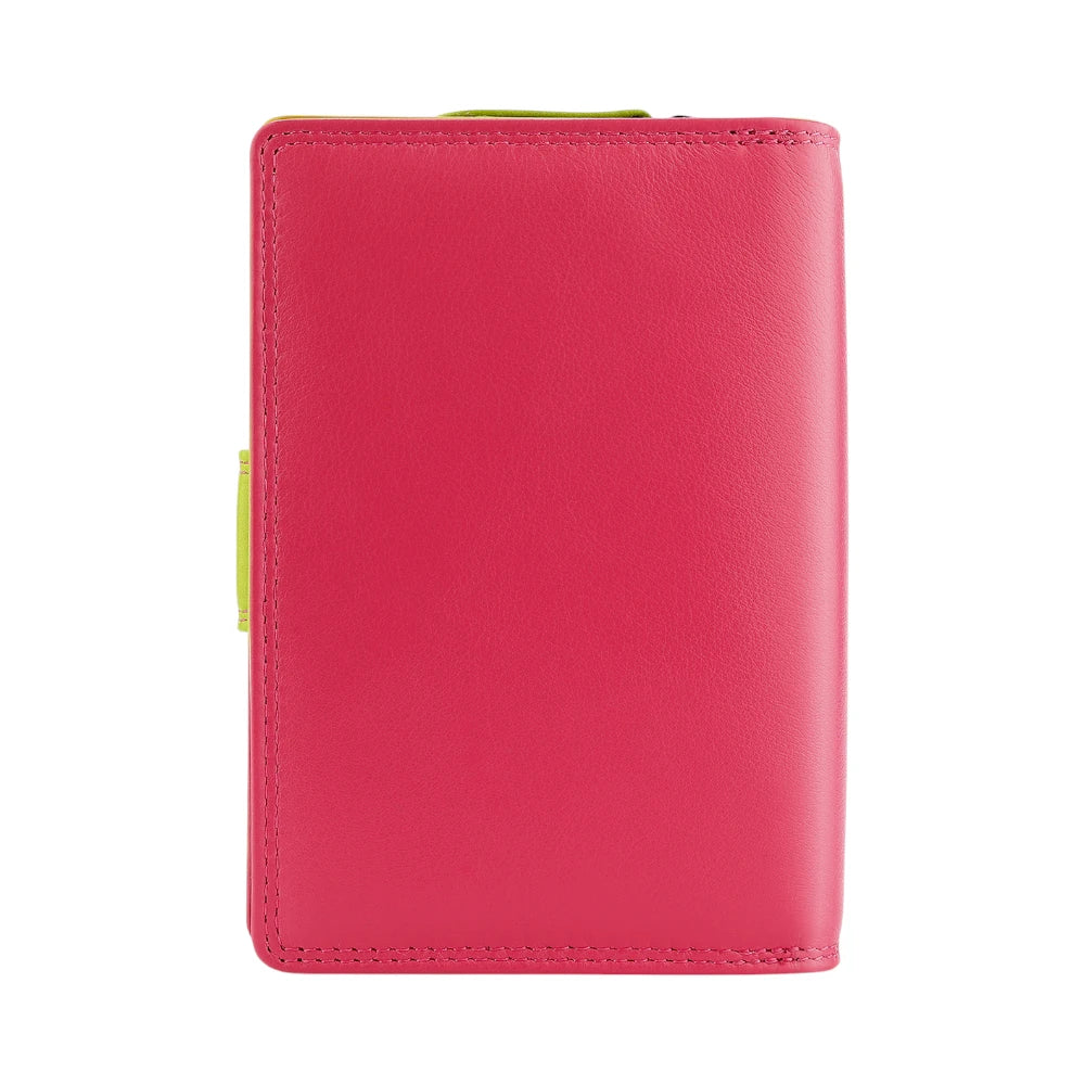 Back view of Pink leather wallet on a white background