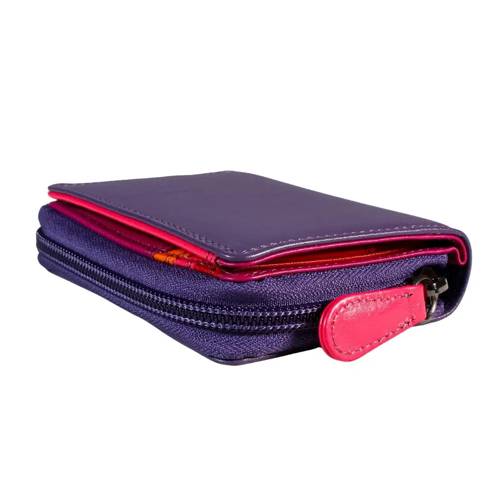 Purple zippered pouch on a white background
