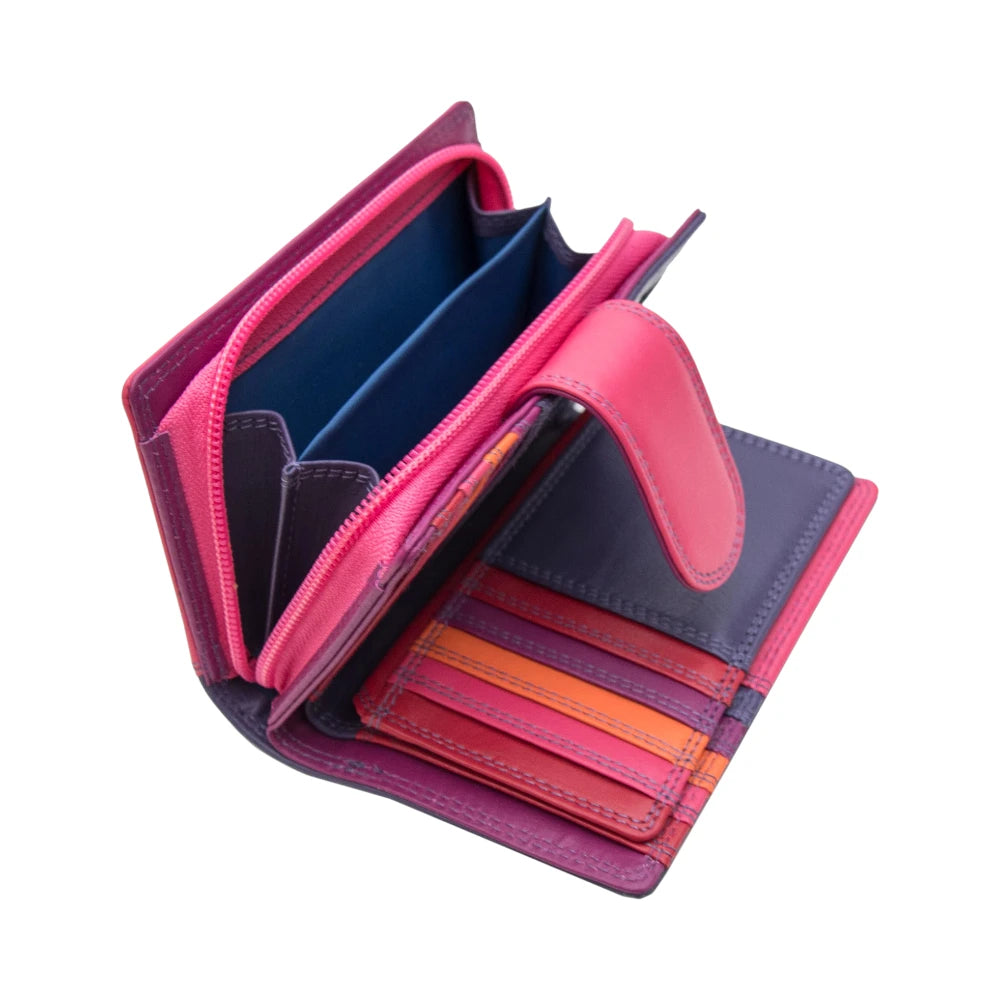 purple wallet with card slots on a white background