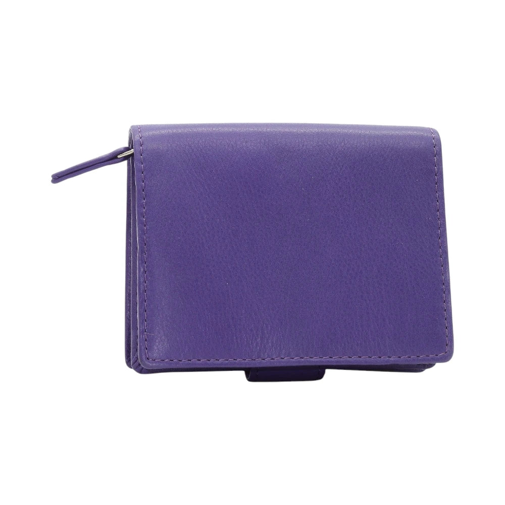 Back view of Purple leather purse  on a white background