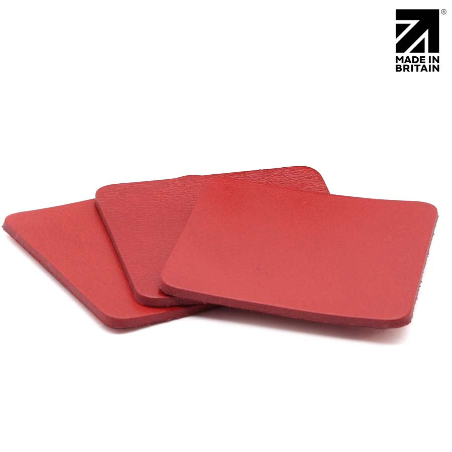 Full Grain Leather Coaster Set - Premium Square Leather Coasters - MIB4830S