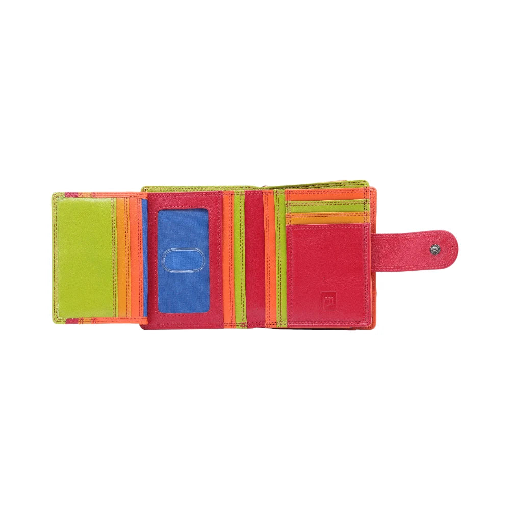 Red Leather Purse with multiple card slots on a white background