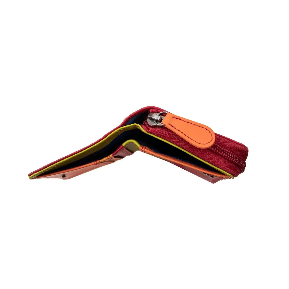 Red wallet with a zipper on a white background