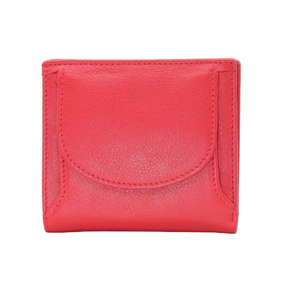 Front view of Red leather wallet on a white background