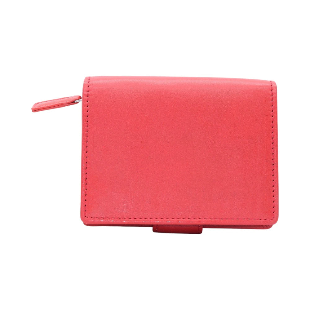 Back view of Red leather purse on a white background