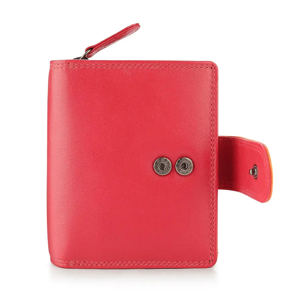 Red wallet with two buttons on a white background