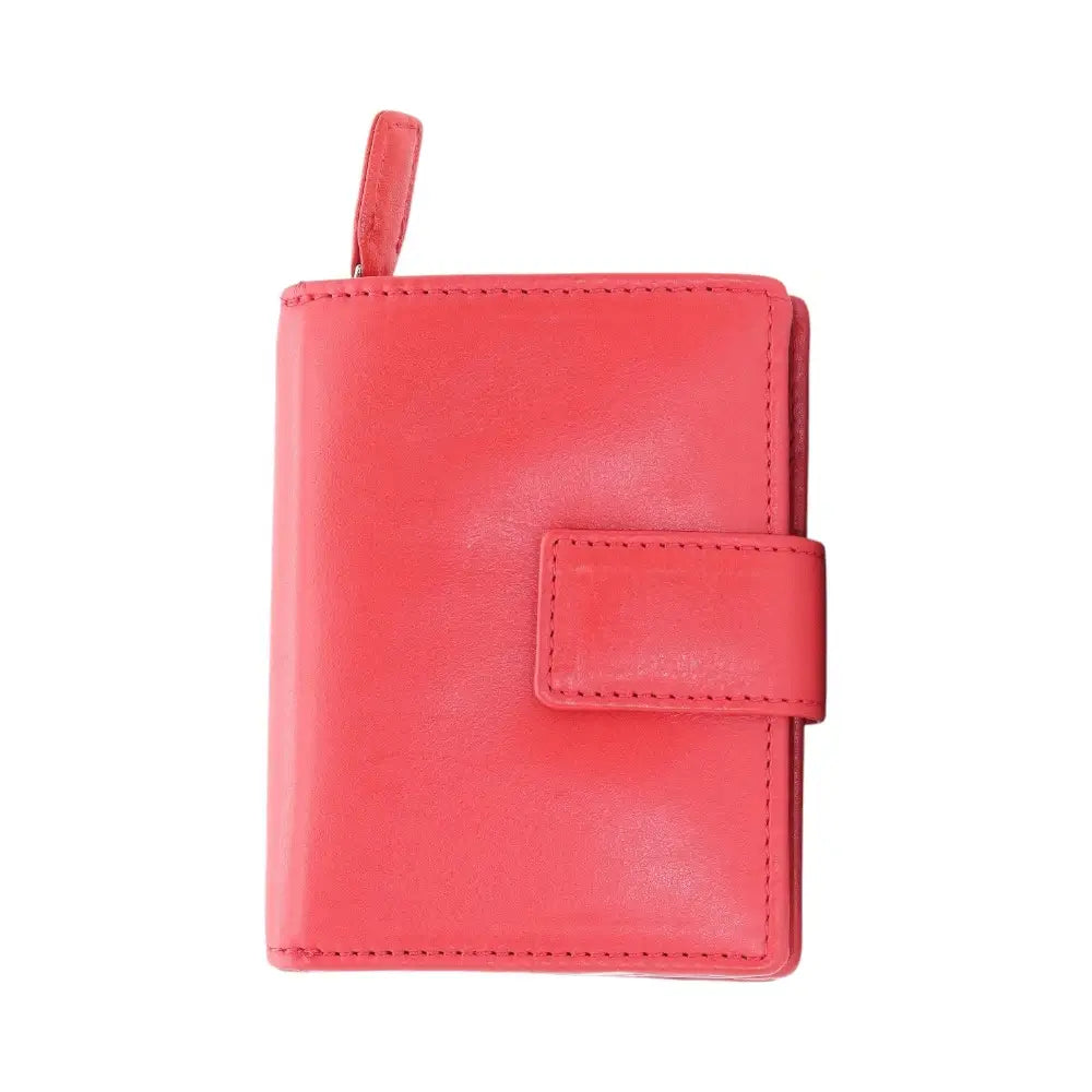Front view of Red Leather Purse  on a white background