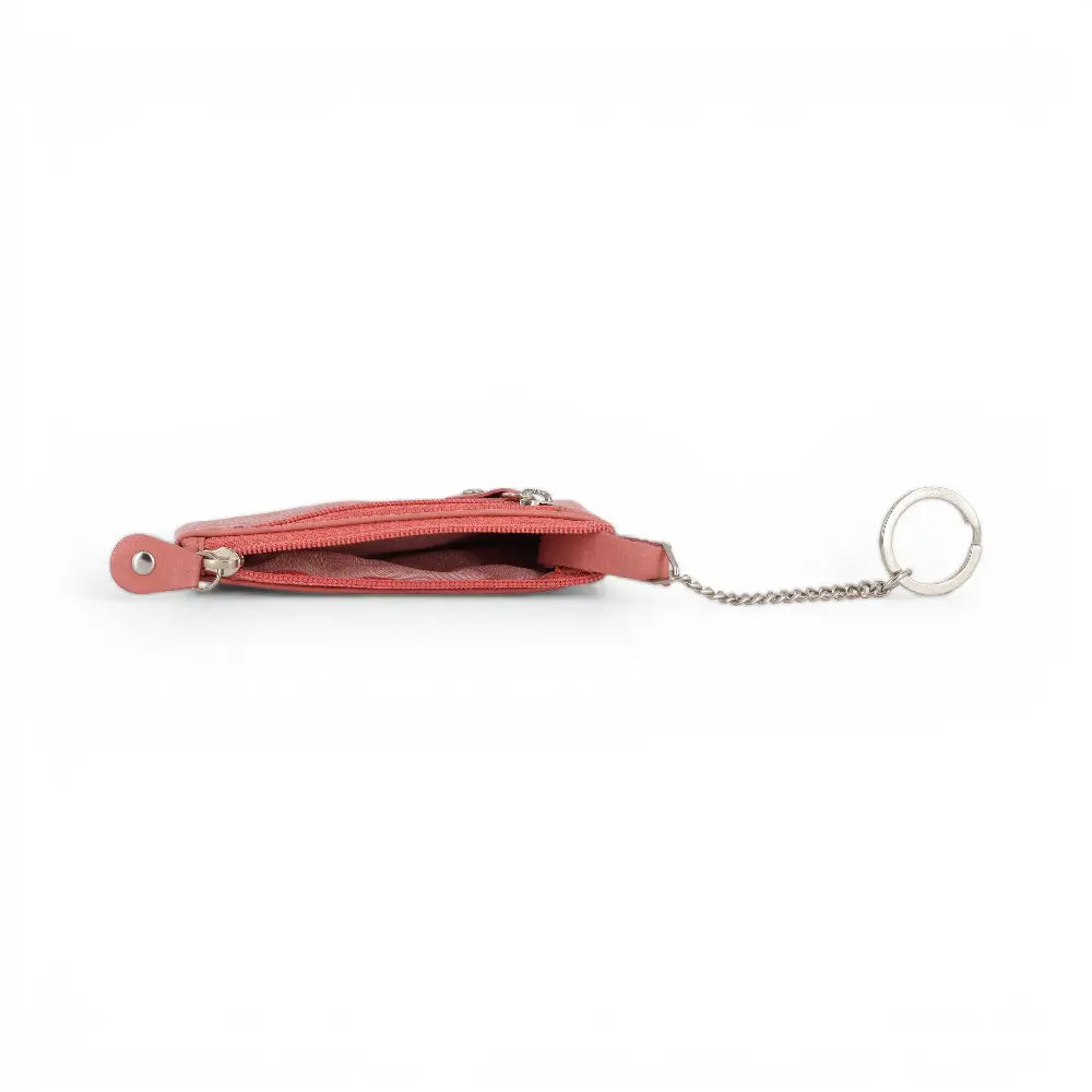 Rose wallet with a chain on a white background
