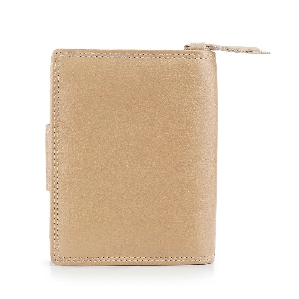 Back view of Sand leather wallet on a white background