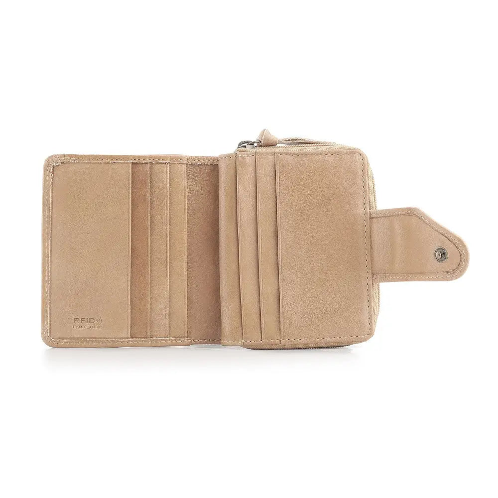 sand wallet with multiple card slots on a white background
