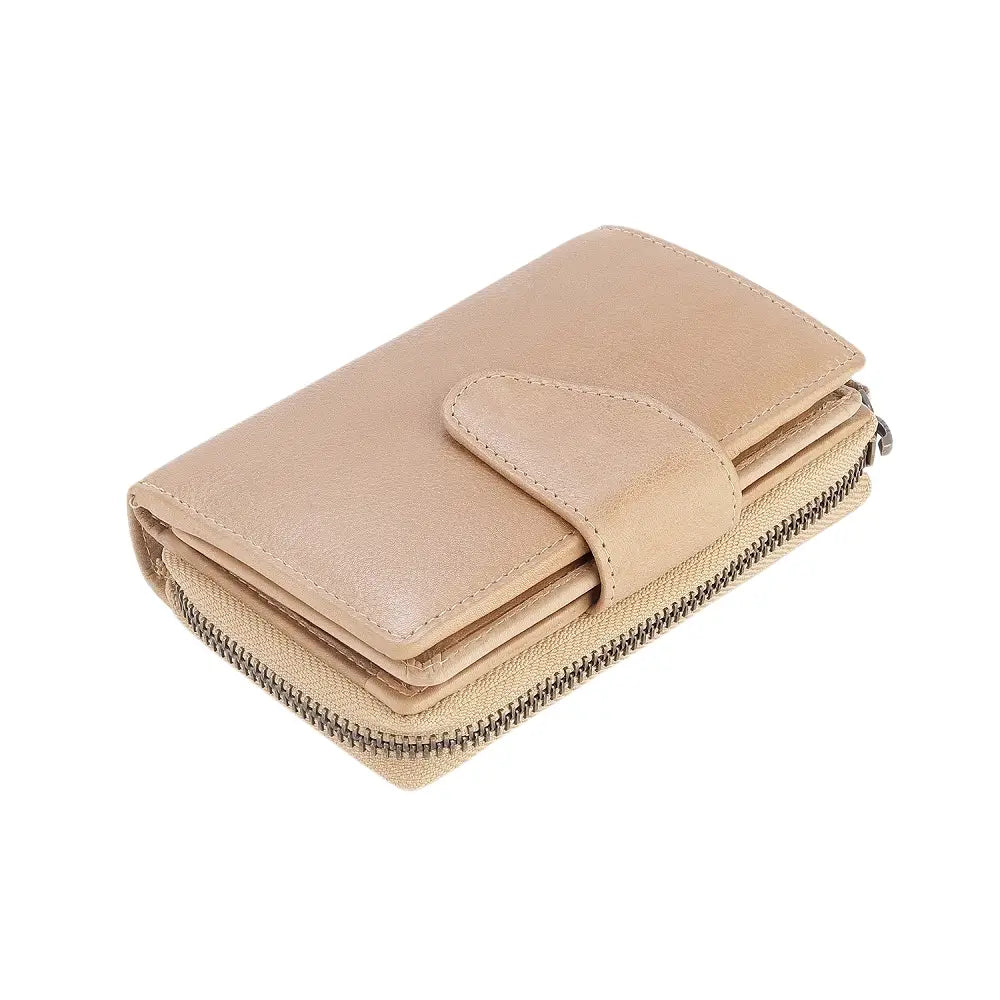 Top view of Sand wallet with a zipper on a white background