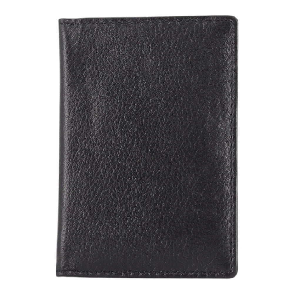 Front view of Black leather Ticket Holder on a white background