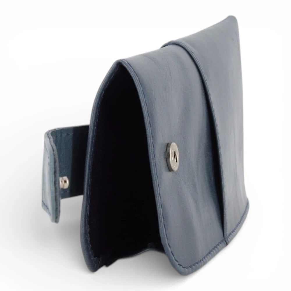 Slate Spectacle Case with a button detail on a white background