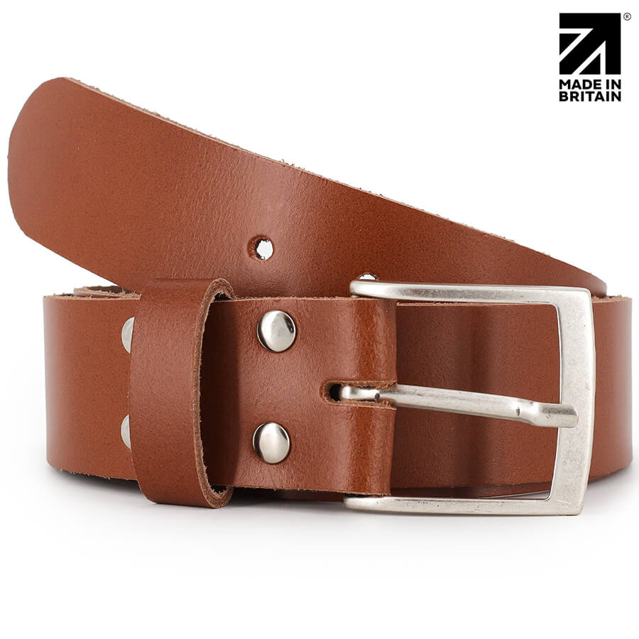 Split Grain Leather Belt 40mm close up of buckle