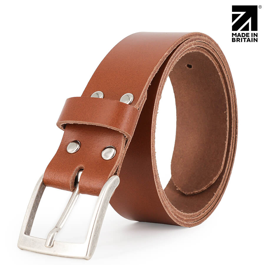 Split Grain Leather Belt 40mm rolled side view