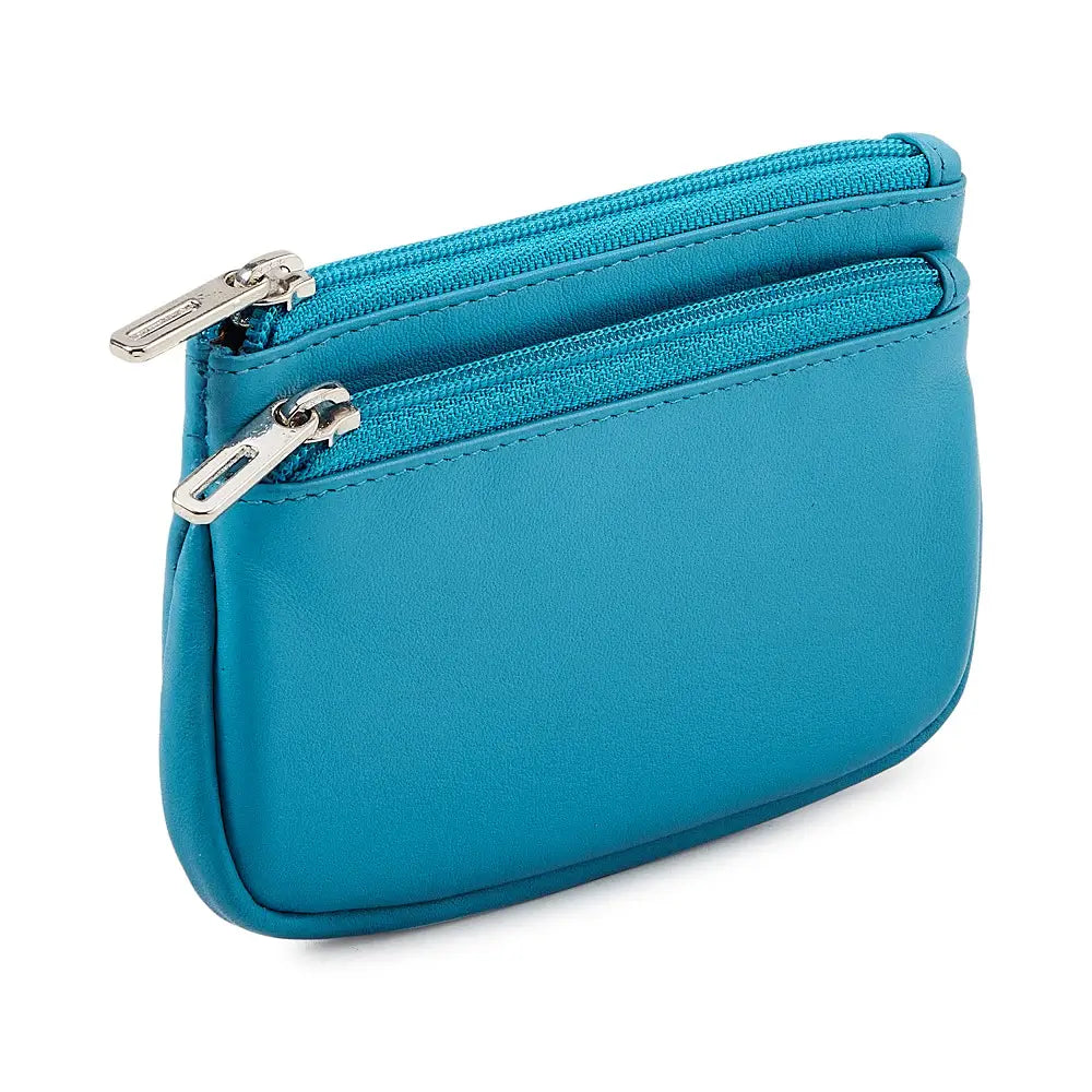 Women's Torquised leather travel coin purse 