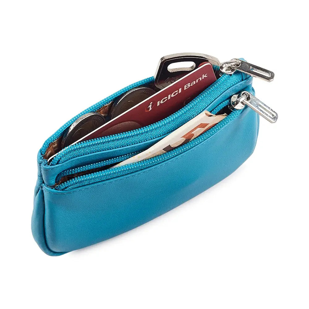 Elegant  Torquised leather coin holder for women