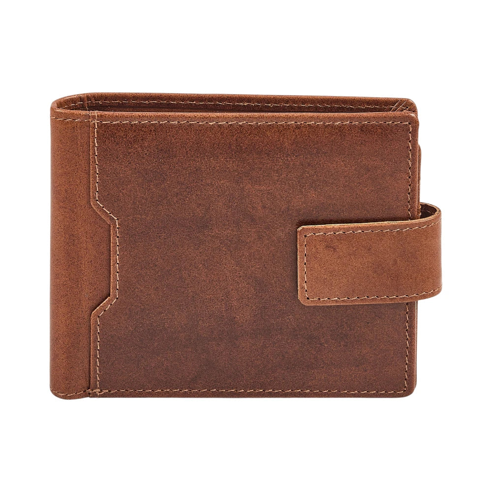 Front view of Tan  leather wallet on a white background