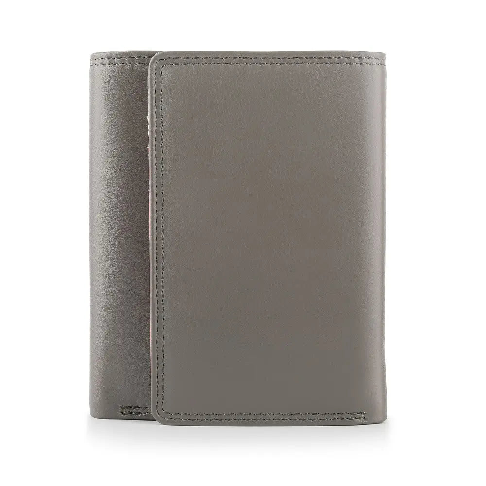 Taupe leather wallet on a white background