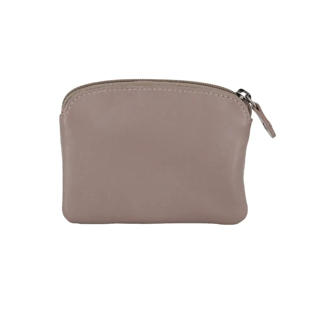 Taupe  pouch with a zipper on a white background