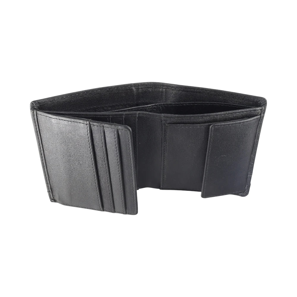 Front view of Black wallet on a white background