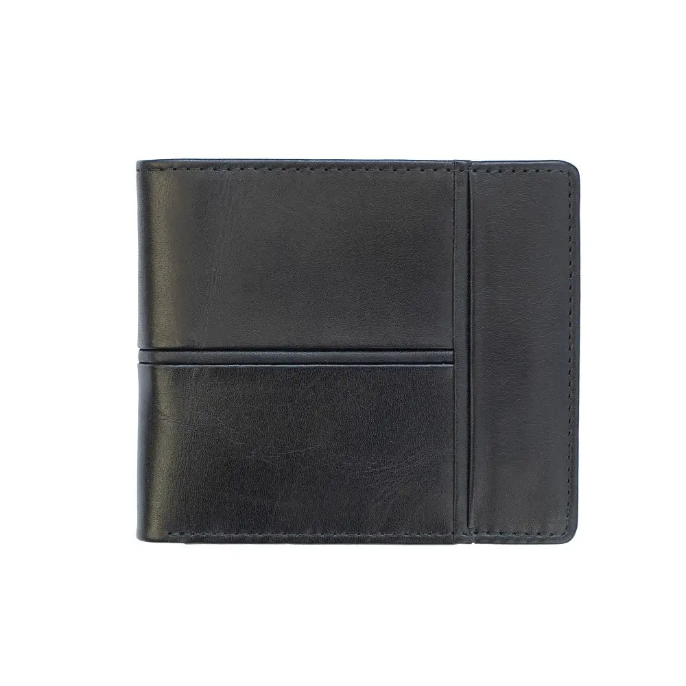 Black leather wallet on a white background