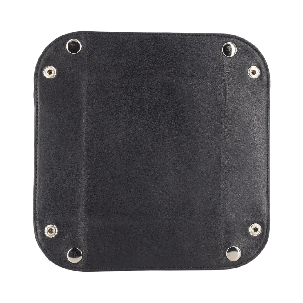 Back view of Red leather tray on a white background