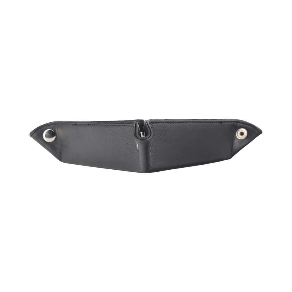 Side view of Red Leather tray on a white background