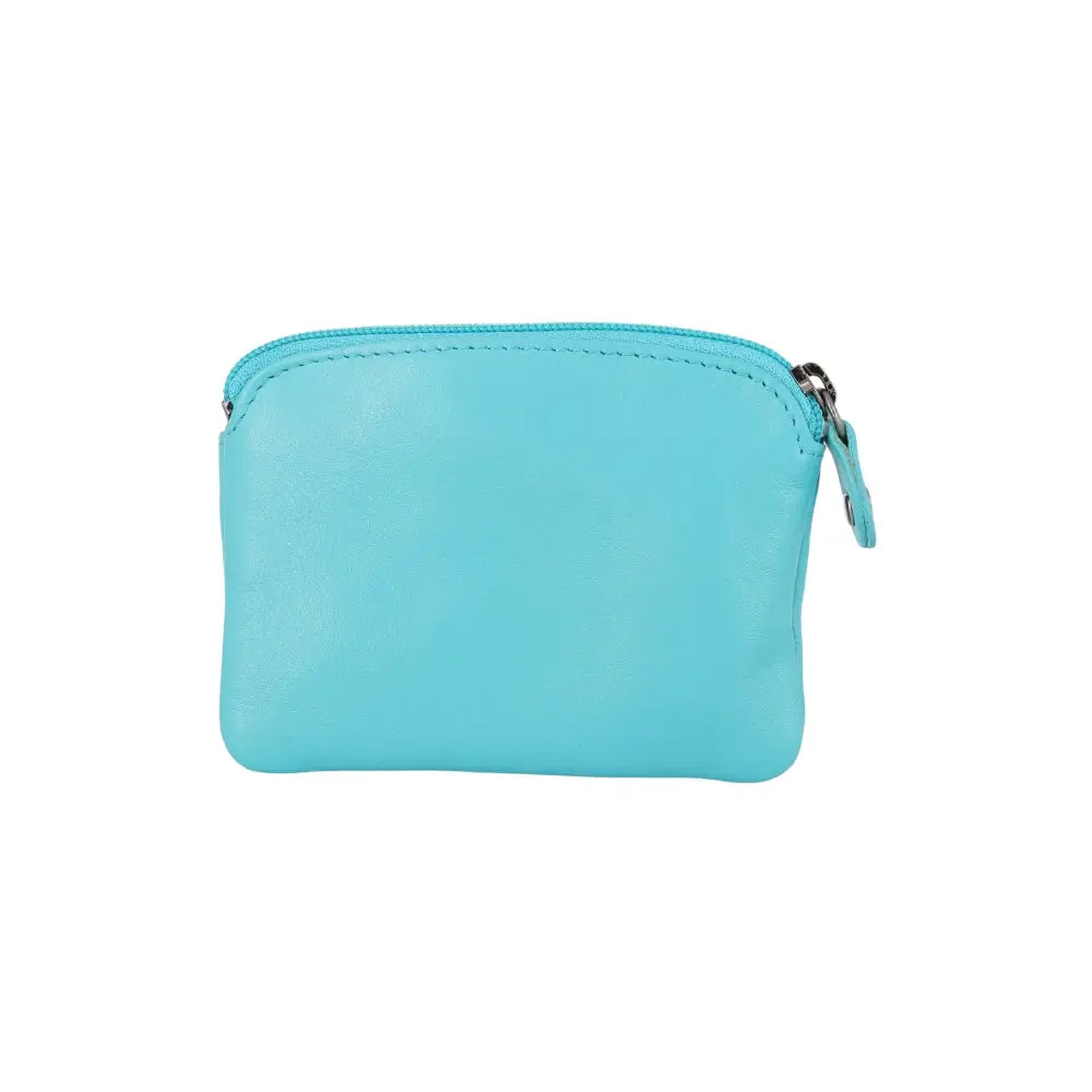Turquoise coin purse on a white background