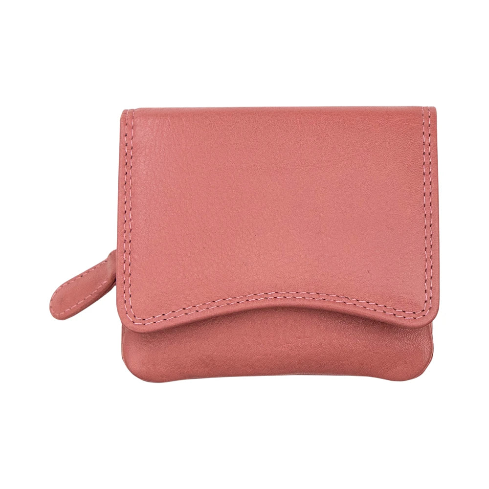 Dusty Rose leather wallet on a white background