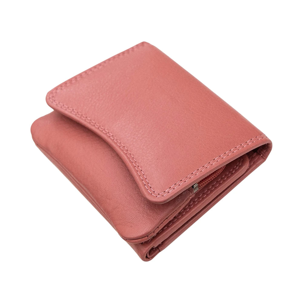 Dusty Rose leather wallet on a white background