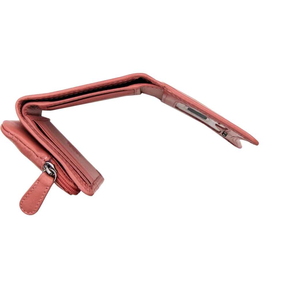 Dusty Rose wallet on a white background