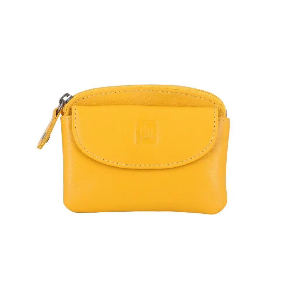 Yellow zippered pouch on a white background