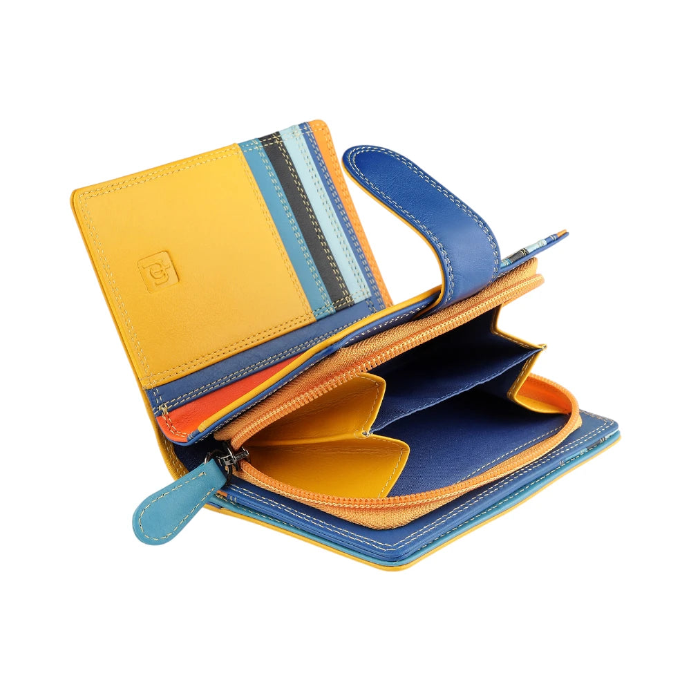 Yellow wallet with open design on a white background