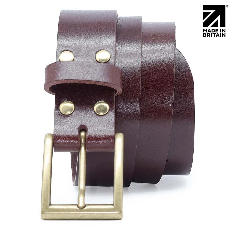Made in Britain brown full grain leather belt for business, casual and formal wear