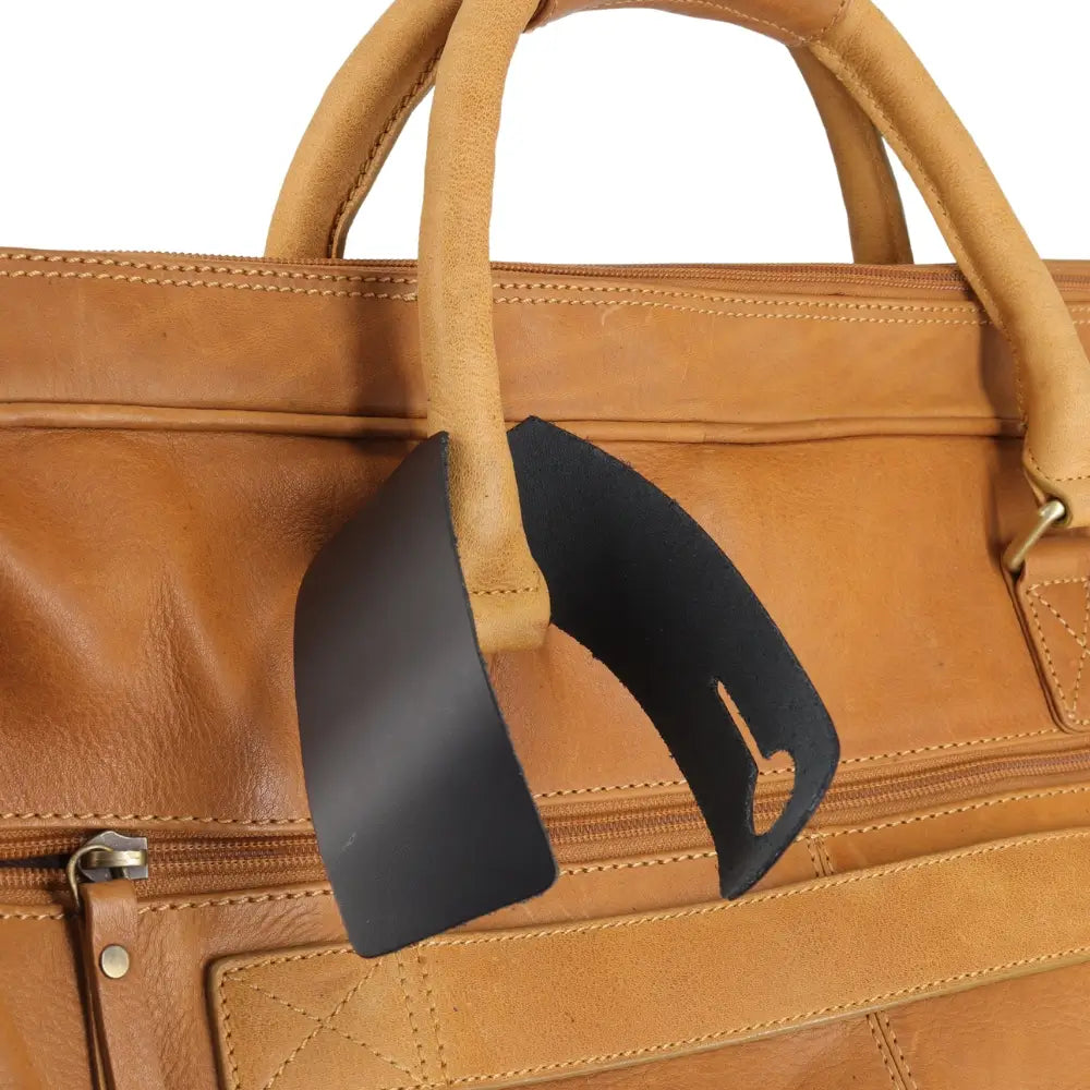 Open view of Black loop style luggage tag