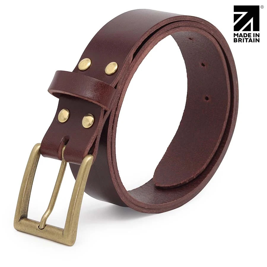 Made in Britain brown full grain leather belt for business, casual and formal wear