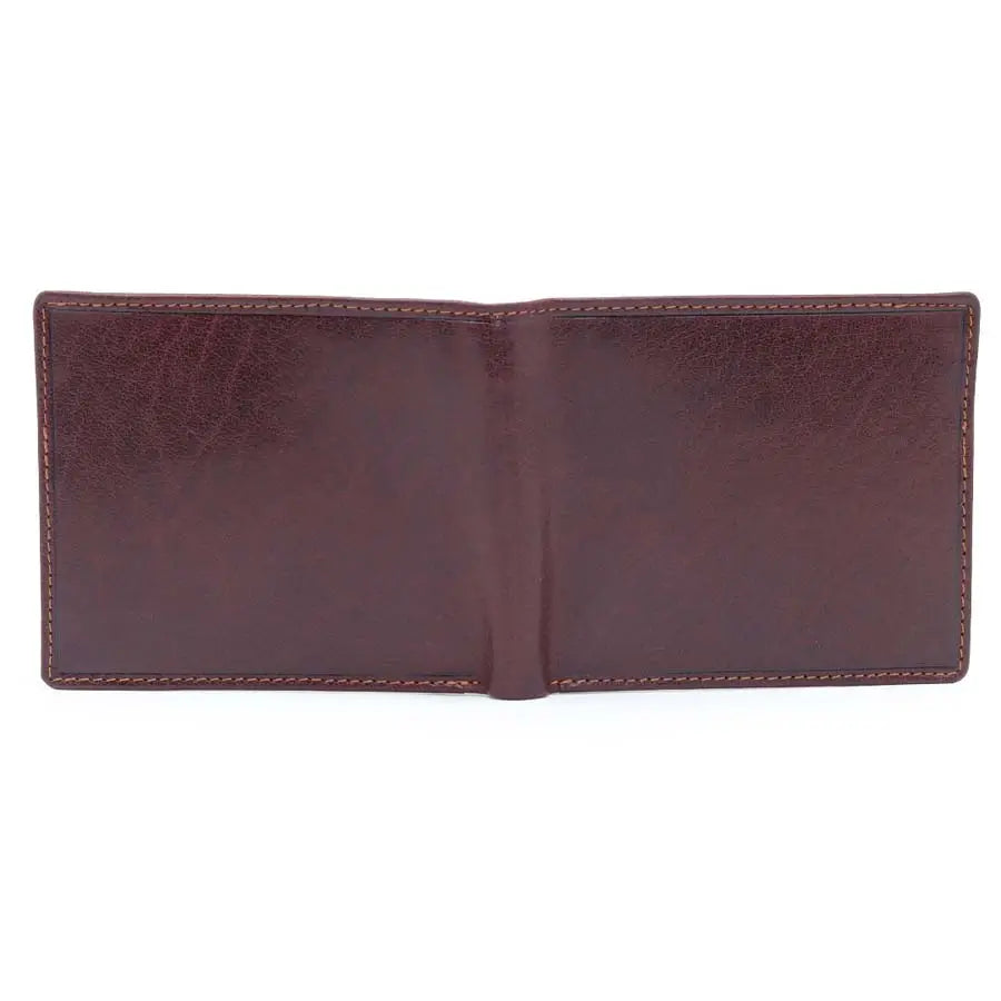 mens rfid leather bifold wallet brown front view